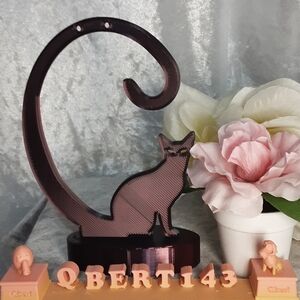 Handmade Cat Earring Stand Display 3D Printed Black Burgundy